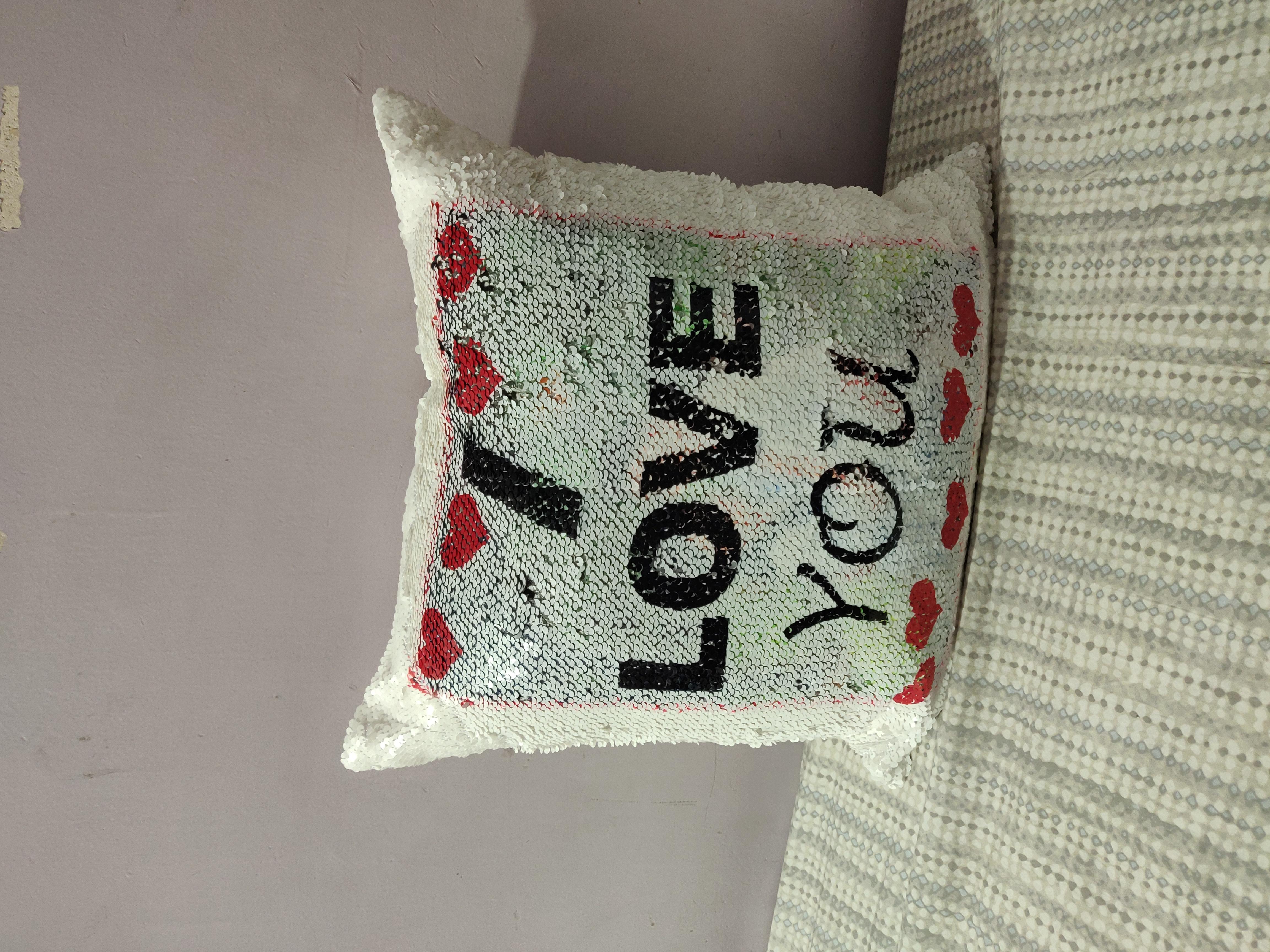 I Love You Sequin Cushion with Photo